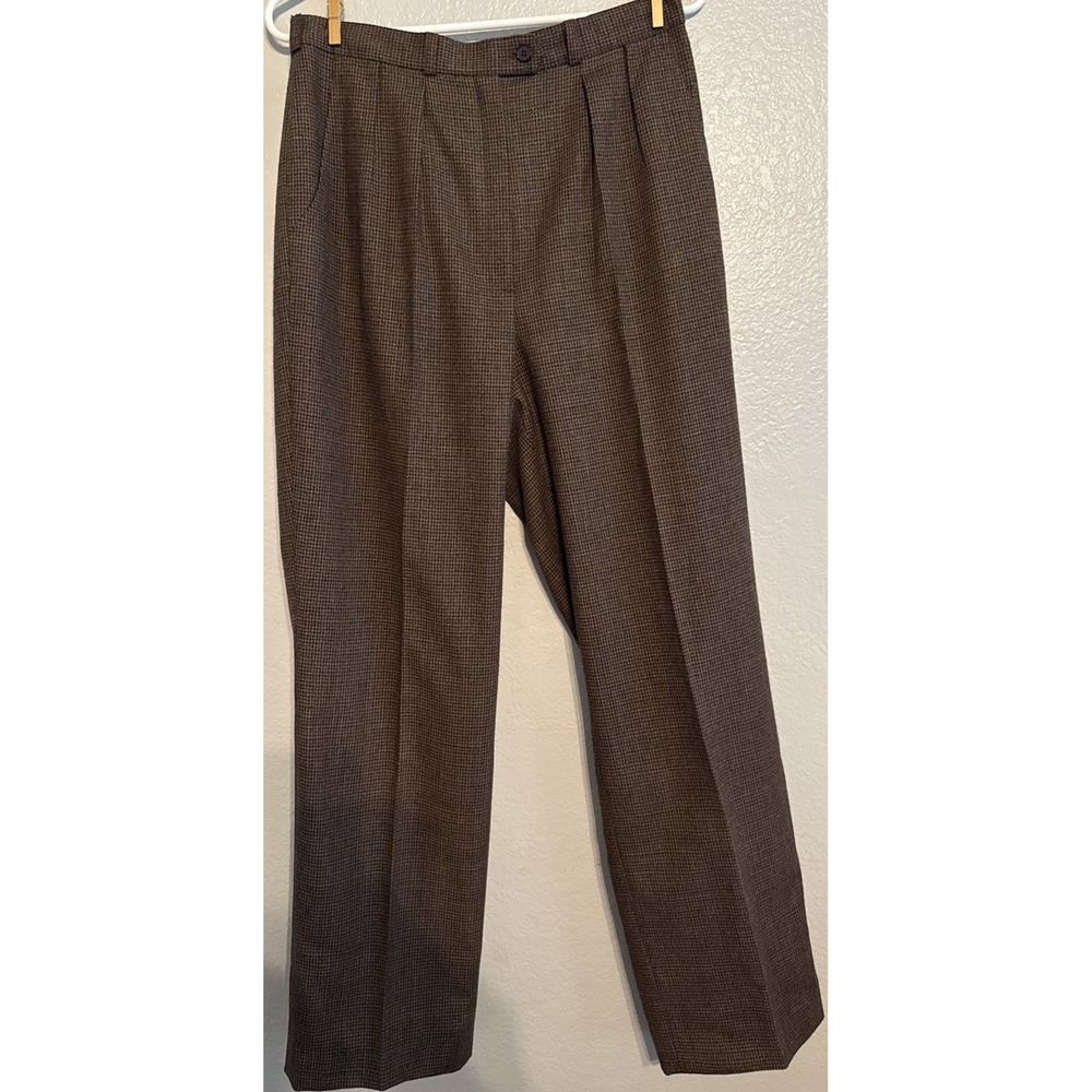 Vtg Pleated Wool Pants Women 12 Giorgio Sant'Angelo Plaid Tweed High Rise Lined